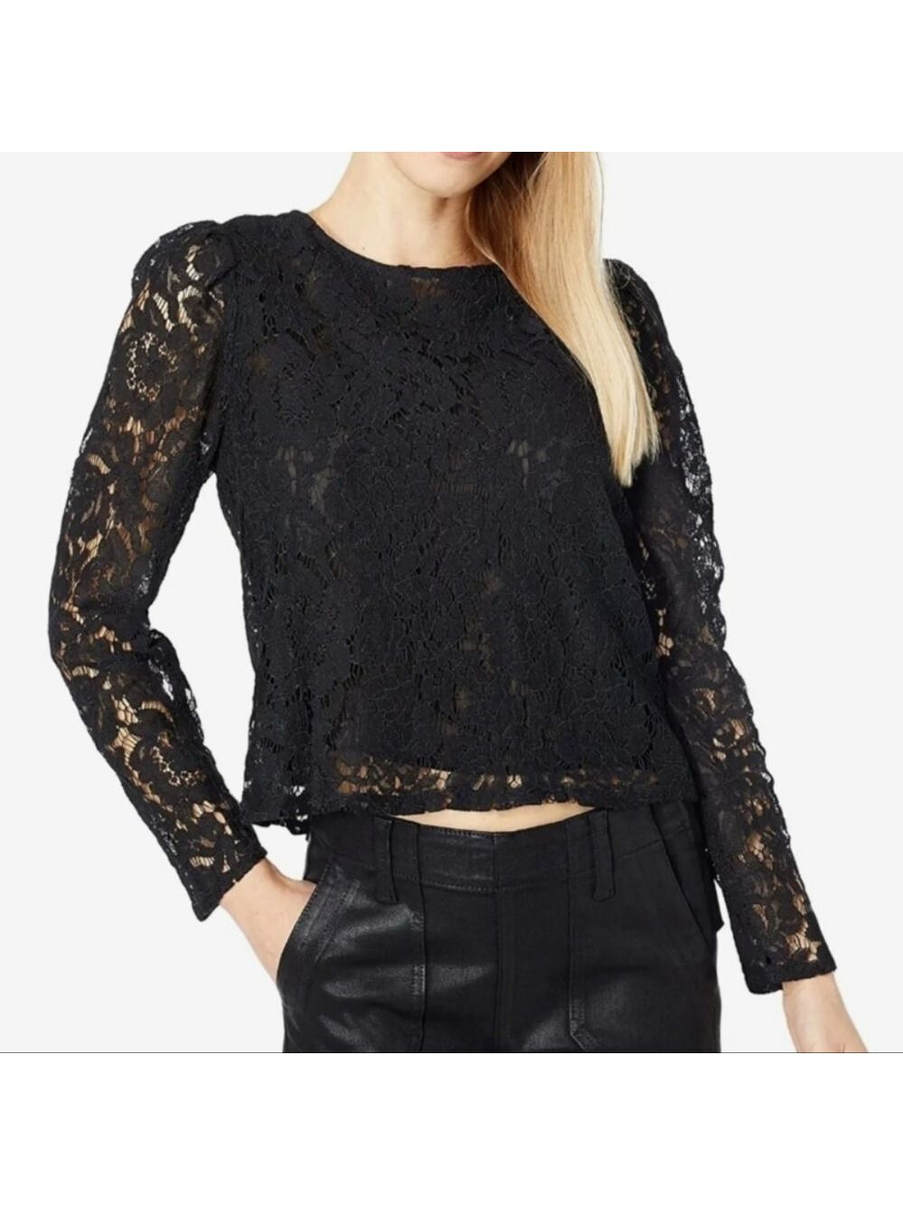 1.State Long Sleeve Open Back Tie Neck Top - Size Small - New With Tags